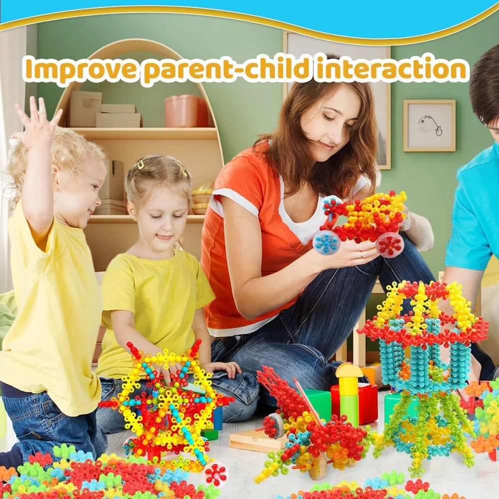 Snowflake Building Blocks With Straw And Wheel