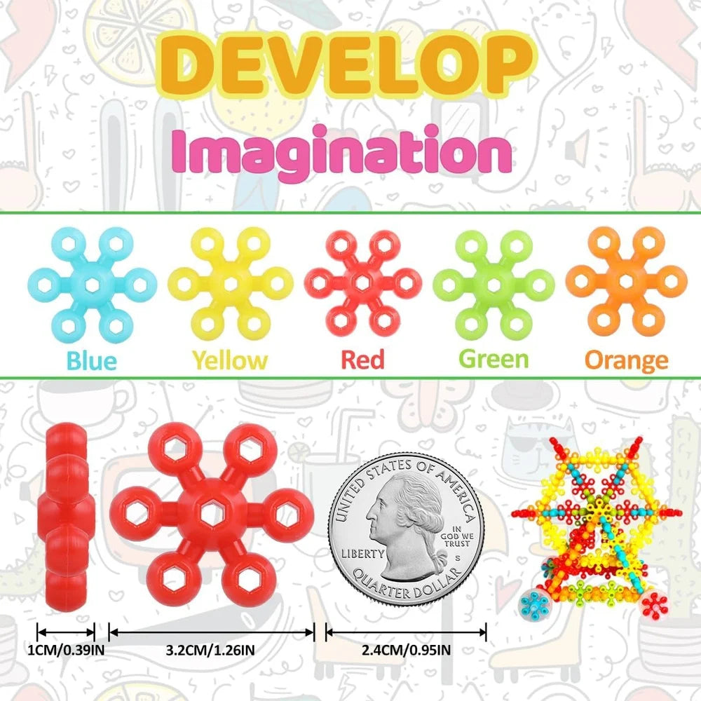 Snowflake Building Blocks With Straw And Wheel