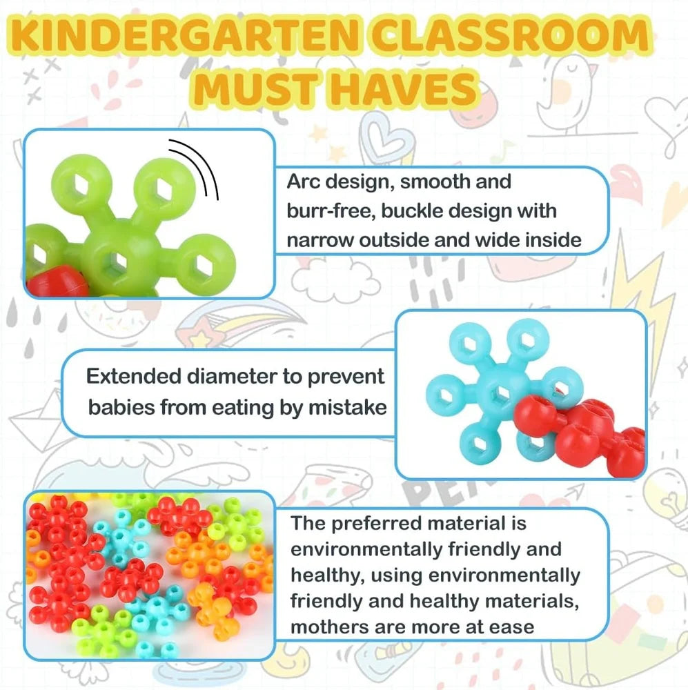 Snowflake Building Blocks With Straw And Wheel