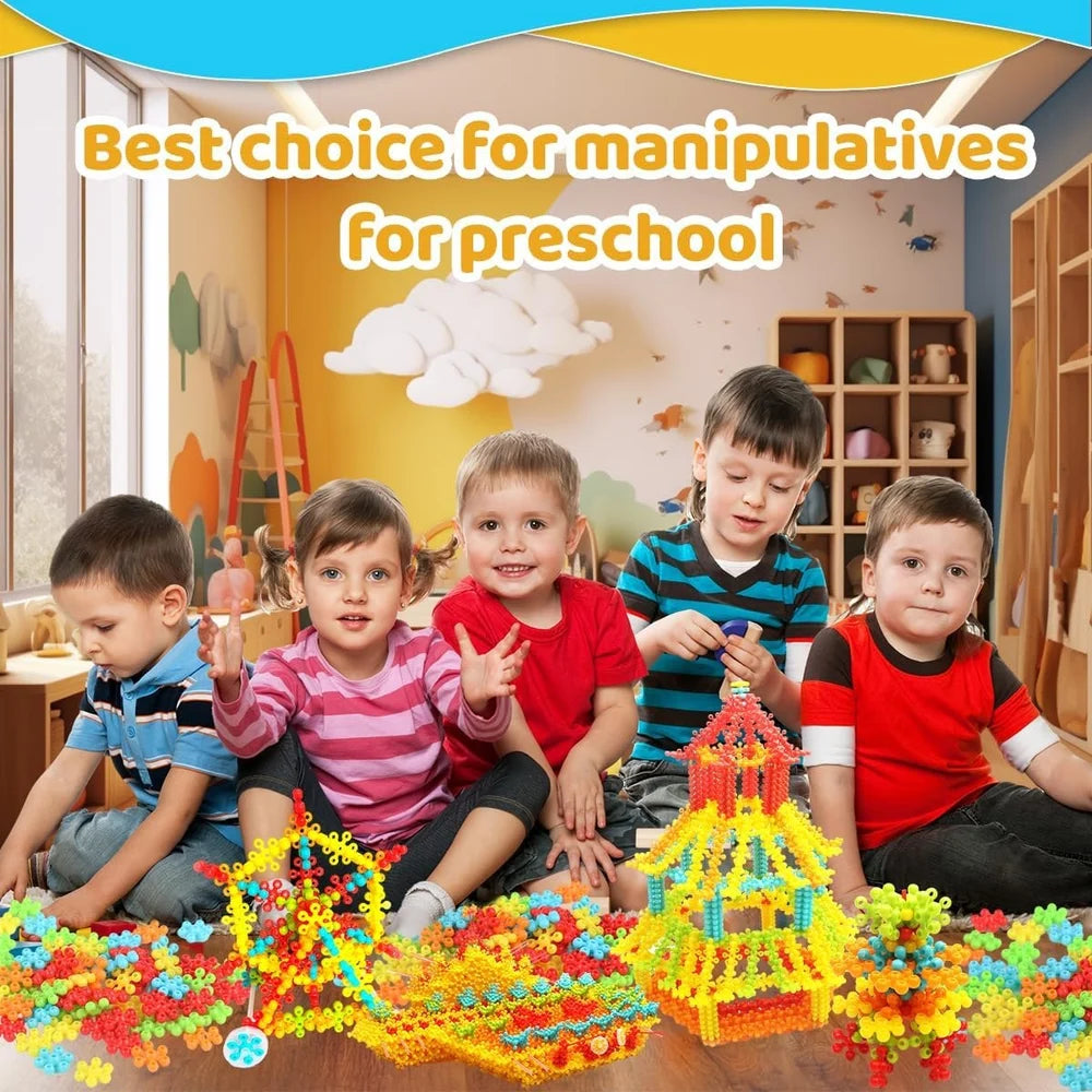 Snowflake Building Blocks With Straw And Wheel