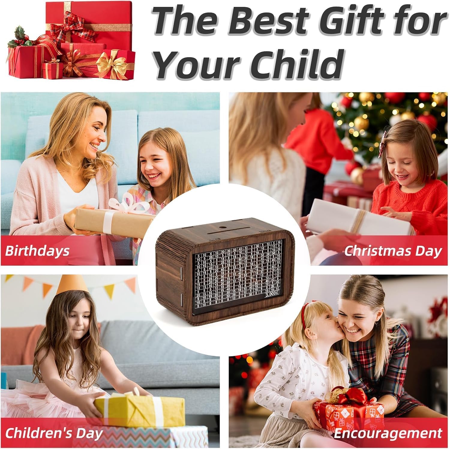 Piggy Bank for Kids & Adults, Savings Challenge Box